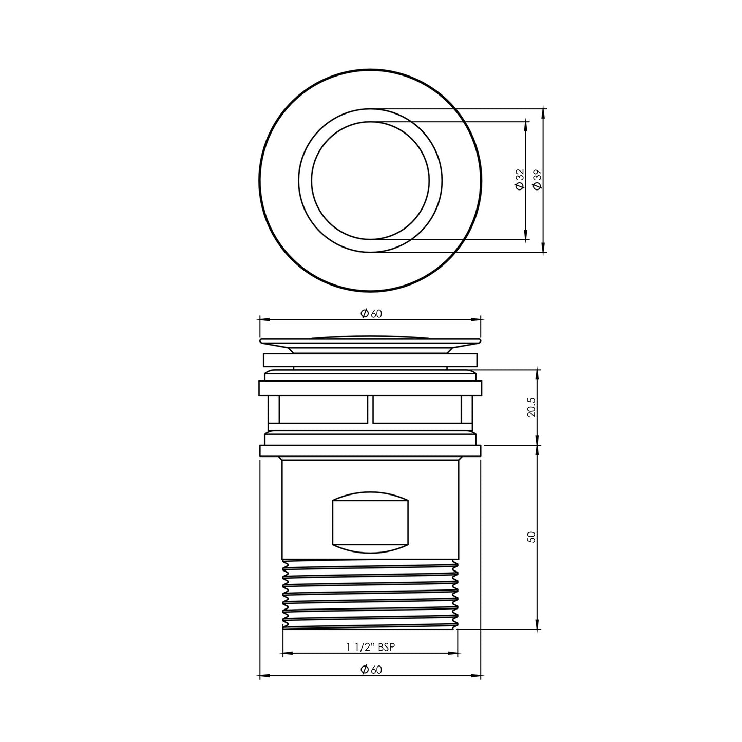 Basin Pop-Down Waste Fitting 40 mm