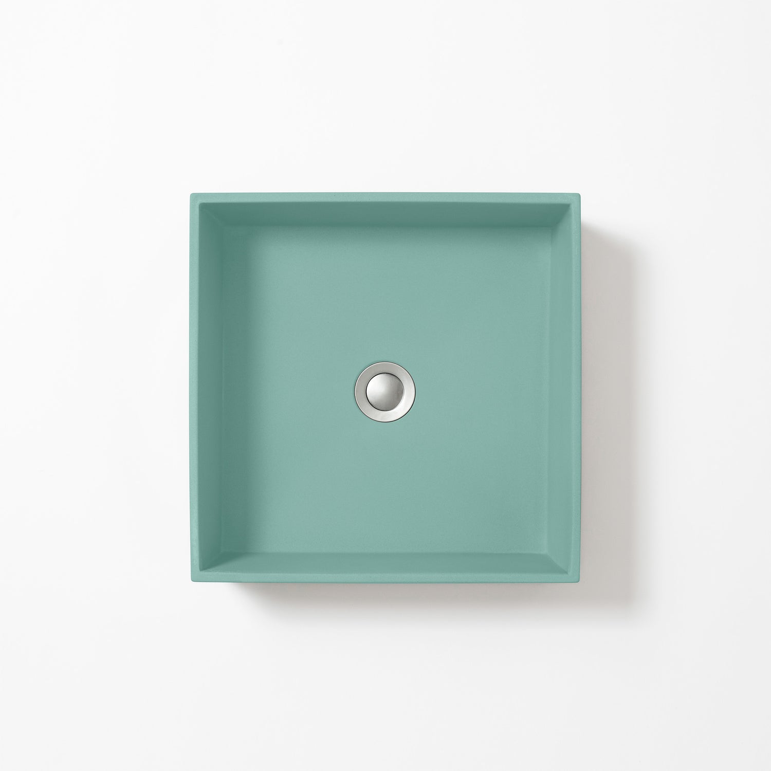 Concrete Baly basin in square shape with aqua blue colour finish - plan view