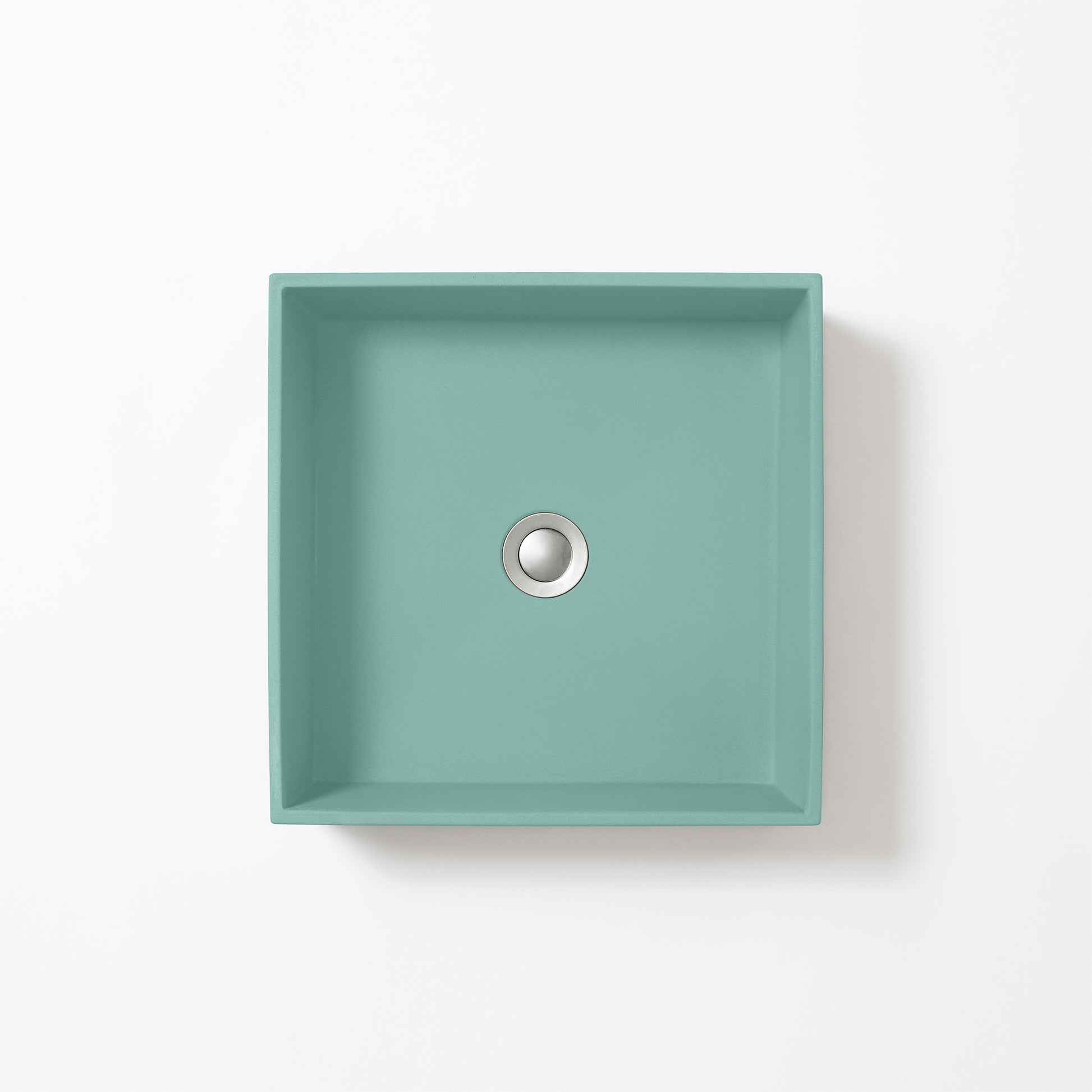 Concrete Baly basin in square shape with aqua blue colour finish - plan view