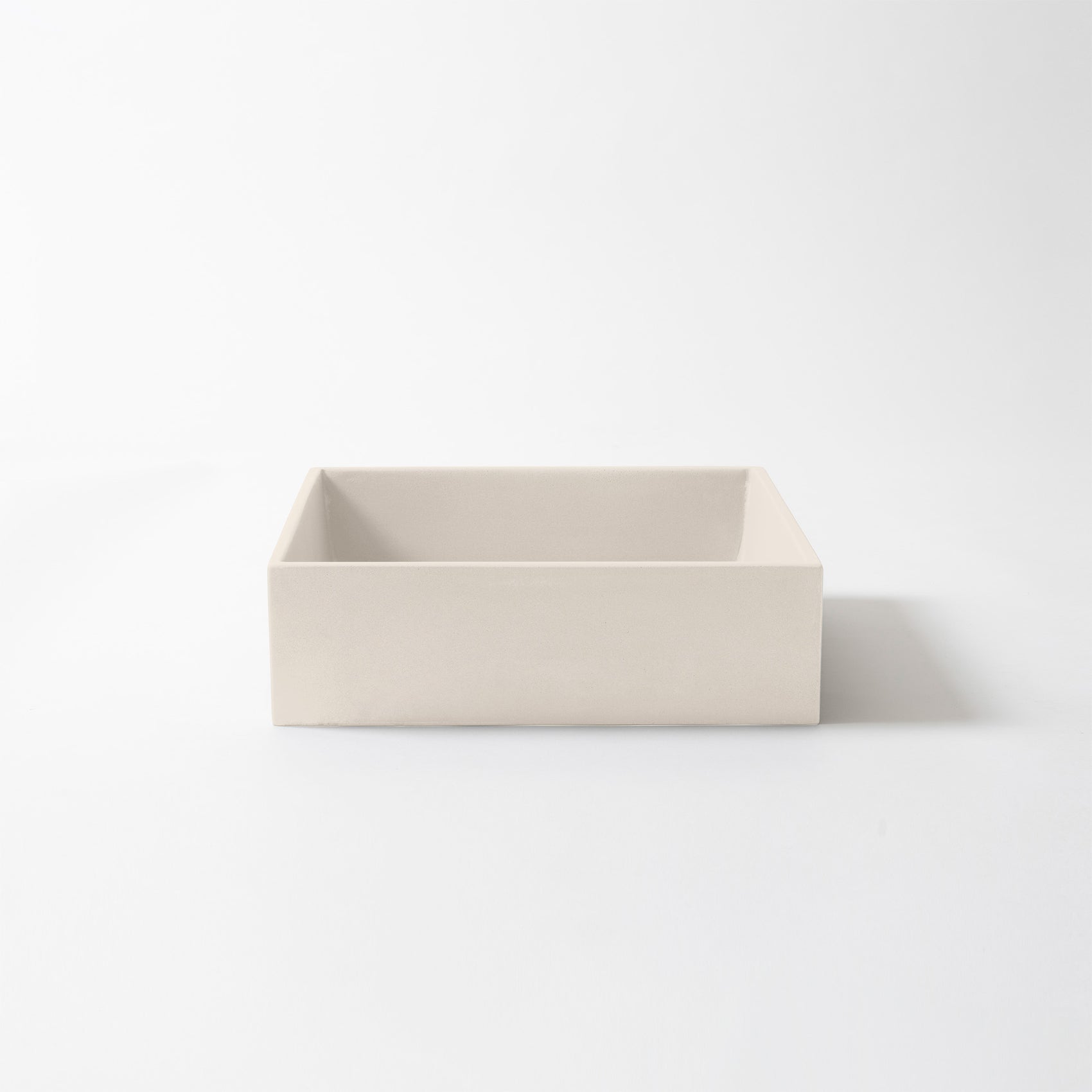 Concrete Baly basin in square shape with husk colour finish - front view